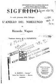 Sigfrido : seconda giornata della trilogia L'Anello del NIbelungo / di Riccardo Wagner, versione ritmica di A. Zanardini