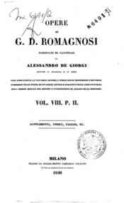 Opere di G. D. Romagnosi / riordinate ed illustrat... - 8.2: Supplimenti, indici, saggio, ec. / G. D. Romagnosi