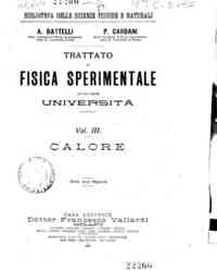 Trattato di fisica sperimentale ad uso delle unive... - 3: Calore / A. Battelli, P. Cardani