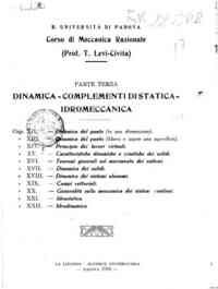 Corso di meccanica razionale / (Prof. T. Levi-Civi... - 3: Dinamica, Complementi di statica, Idromeccanica / T. Levi-Civita
