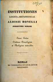 Institutiones logico-metaphysicae - 3: Tomus tertius continens cosmologiam et theologiam naturalem