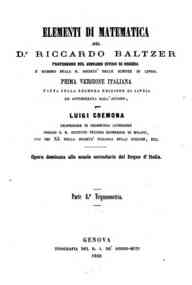 Elementi di matematica / [di] Riccardo Baltzer, tr... - 6: Trigonometria / del dr. Riccardo Baltzer, prima versione italiana fatta sulla seconda edizione di Lipsia ed autorizzata dall'autore per Luigi Cremona