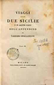 Opere di Lazzaro Spallanzani - 3: Viaggi alle due Sicilie e in alcune parti dell'Appennino di Lazzaro Spallanzani. Tomo 3