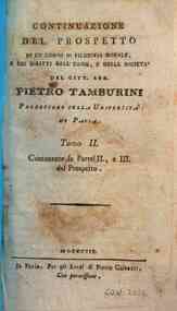 Introduzione allo studio della filosofia morale co... - orso di filosofia morale, e dei diritti dell'uomo, e delle società del citt. abb. Pietro Tamburini ... Tomo 2. contenente la parte 2., e 3. del Prospetto