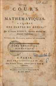 Cours de mathematiques, a l'usage des eleves du Ge... - 3: Mechanique