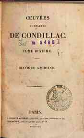Oeuvres completes de Condillac. Tome premiere[-sei... - 10: Histoire ancienne