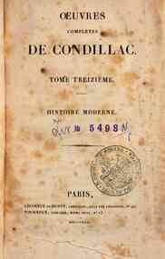 Oeuvres completes de Condillac. Tome premiere[-sei... - 13: Histoire moderne