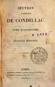 Oeuvres completes de Condillac. Tome premiere[-sei... - 14: Histoire moderne