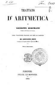 Trattato d'aritmetica / Giuseppe Bertrand, prima traduzione italiana con note e aggiunte di Giovanni Novi