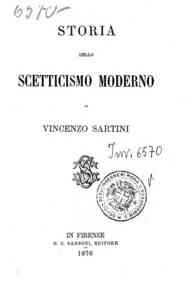 Storia dello scetticismo moderno / di Vincenzo Sartini