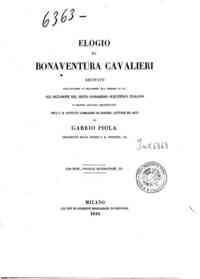 Elogio di Bonaventura Cavalieri : con note, postille matematiche, ec