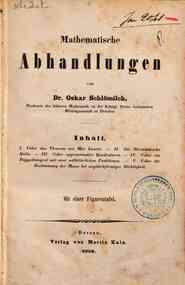 Mathematische Abhandlungen / von Dr. Oskar Schlömilch