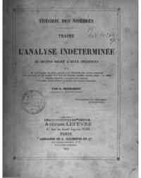Théorie des nombres. Traité de l'analyse indéterminée du second degré a deux inconnues : suivi de   l'application de cette analyse a la recherche des racines primitives / E. Desmarest
