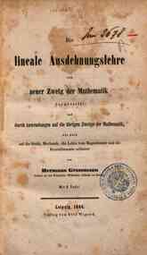 Die  lineale Ausdehnungslhre ein neuer Zweig der Mathematik / H. G. Grassmann