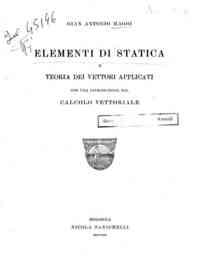 Elementi di statica e teoria dei vettori applicati : con una introduzione sul calcolo vettoriale / Gian Antonio Maggi