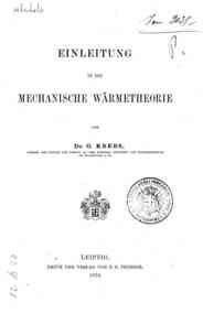 Einleitung in die mechanische Warmetheorie / von G. Krebs
