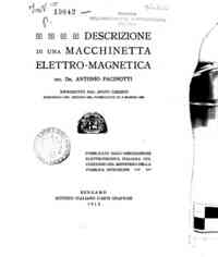 Descrizione di una macchinetta elettro-magnetica / del dr. Antonio Pacinotti