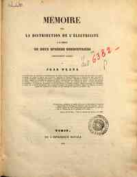 Mémoire sur la distribution de l'électricité à la surface de deux sphères conductrices complètement isolées / par Jean Plana