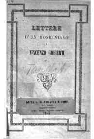 Lettere d'un rosminiano a Vincenzo Gioberti / Michele Tarditi