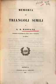 *Memoria sui triangoli simili / G. B. Marsano