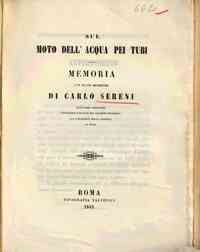 Sul moto dell'acqua pei tubi : memoria con nuove sperienze di Carlo Sereni