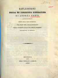 Riflessioni sopra un problema meccanico / di Andrea Conti, inserite nella parte matematica delle   memorie della Società delle scienze residente in Modena
