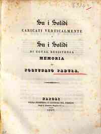 Su i solidi caricati verticalmente e su i solidi di ugual resistenza : memoria / di Fortunato Padula