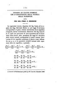 Intorno ad alcune formole che si riscontrano nella teorica delle superficie : nota / [di] F. Brioschi