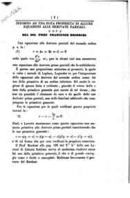 Intorno ad una nota proprietà di alcune equazioni alle derivate parziali : nota / [di] Francesco Brioschi