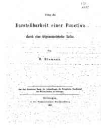 Ueber die Darstellbarkeit einer Function durch eine trigonometrische Reihe / von B. Riemann