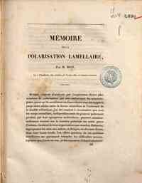 Mémoire sur la polarisation lamellaire / par M. Biot