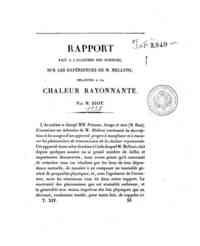 Rapport fait à l'Académie des Sciences, sur les Experiences de M. Melloni relatives à la Chaleur Rayonnante