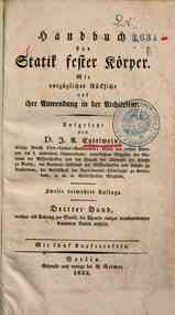 Handbuch der statik Fester korper... / von F.U. Entelwein