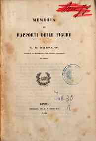 Memoria sui rapporti delle figure / di G.B. Marsano