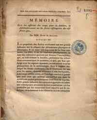 Sur les affiniés des corps pour la lumiére, et particulièrment sur les forces réfringegents des differens     gaz / memoire par MM. Biot et Arago