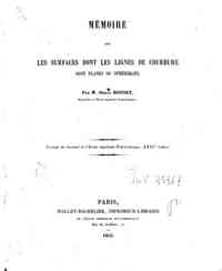 Mémoire sur les surfaces dont les lignes de courbure sont planes ou sphériques / par Ossian Bonnet