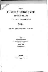 Sulle funzioni omogenee di terzo grado a due indeterminate : nota / Francesco Brioschi