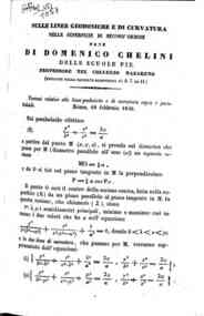 Sulle linee geodesiche e di curvatura nelle superficie di second'ordine : note / di Domenico Chelini