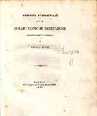 Problema fondamentale per le polari coniche reciproche geometricamente risoluto / da Nicola Trudi