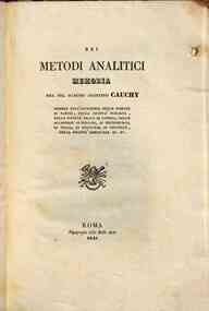 Dei metodi analitici / memoria di Agostino Cauchy