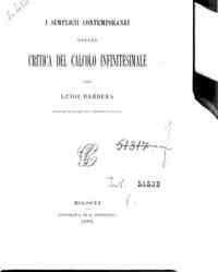 I simplicii contemporanei, ovvero Critica del calcolo infinitesimale / per Luigi Barbera