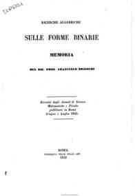 Ricerche algebriche sulle forme binarie : memoria / Francesco Brioschi