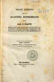 Analisi algebrica delle quantita determinate / del Cav. V. Flauti ..