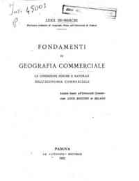 Fondamenti di geografia commerciale : lezioni tenute all'Università commerciale Luigi Bocconi di Milano / Luigi De-Marchi