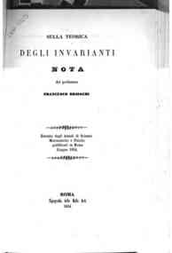 Sulla teorica degli invarianti : nota / [di] Francesco Brioschi