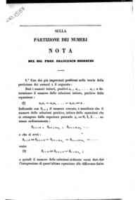 Sulla partizione dei numeri : nota / Francesco Brioschi