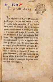 Nuovo organo delle scienze di Francesco Bacone di Verulamio traduzione in italiano del can. Antonio Pellizzari