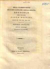 Della classificazione delle curve algebriche a semplice curvatura. Opuscolo del signor Paolo Ruffini ..