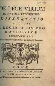 De lege virium in natura existentium dissertatio habita in collegio Romano a patribus Soc. Jesu 4. Septembris anni 1755