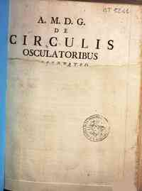 De circuli osculatoribus dissertatio habenda à PP. societatis Jesu in collegio Romano anno 1740. Augusti. die 3. hora